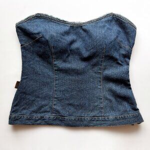 MOSCHINO JEANS Blue Denim Strapless Top, size USA 8 (Italy 42)